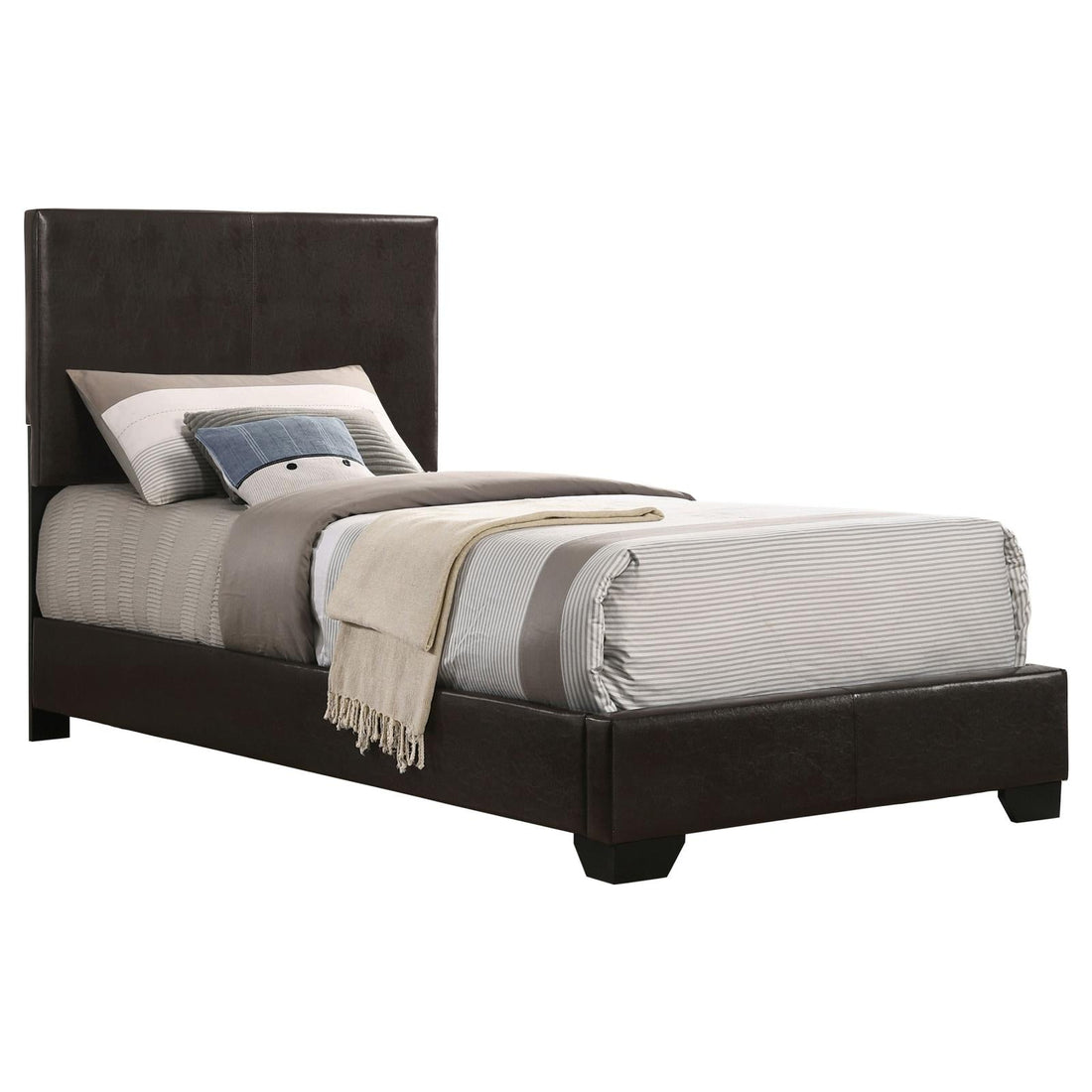 Conner Twin Upholstered Panel Bed Dark Brown - 300261T - Bien Home Furniture &amp; Electronics