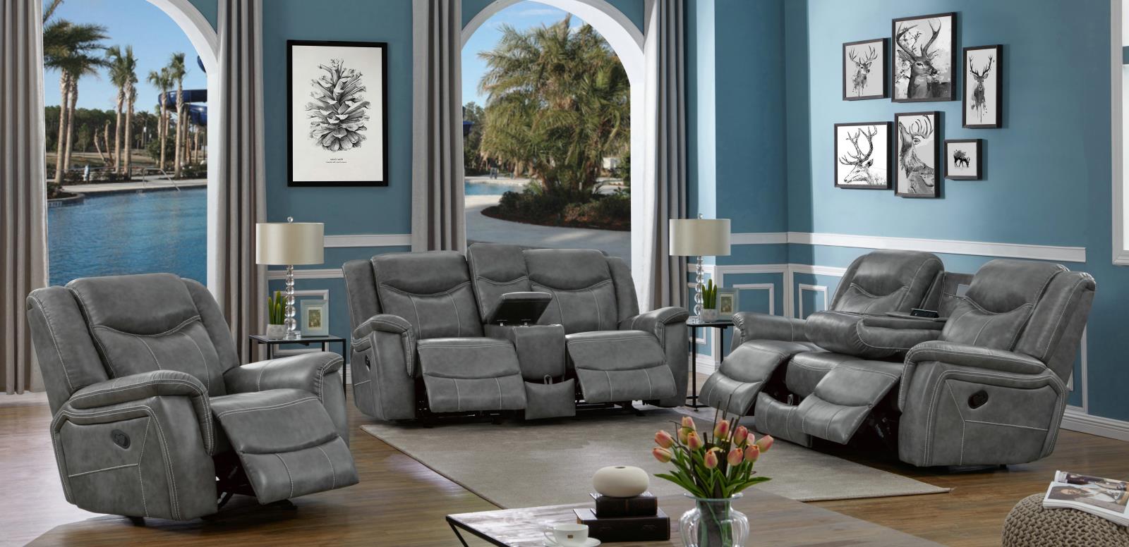 Conrad 3-Piece Living Room Set Gray - 650354-S3 - Bien Home Furniture &amp; Electronics