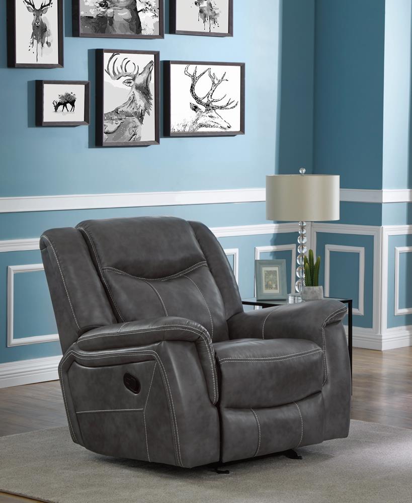 Conrad Upholstered Motion Glider Recliner Gray - 650356 - Bien Home Furniture &amp; Electronics