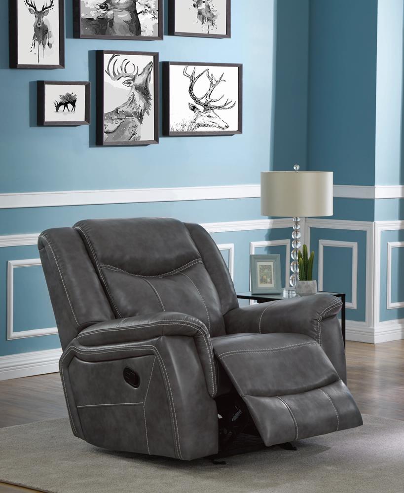 Conrad Upholstered Motion Glider Recliner Gray - 650356 - Bien Home Furniture &amp; Electronics