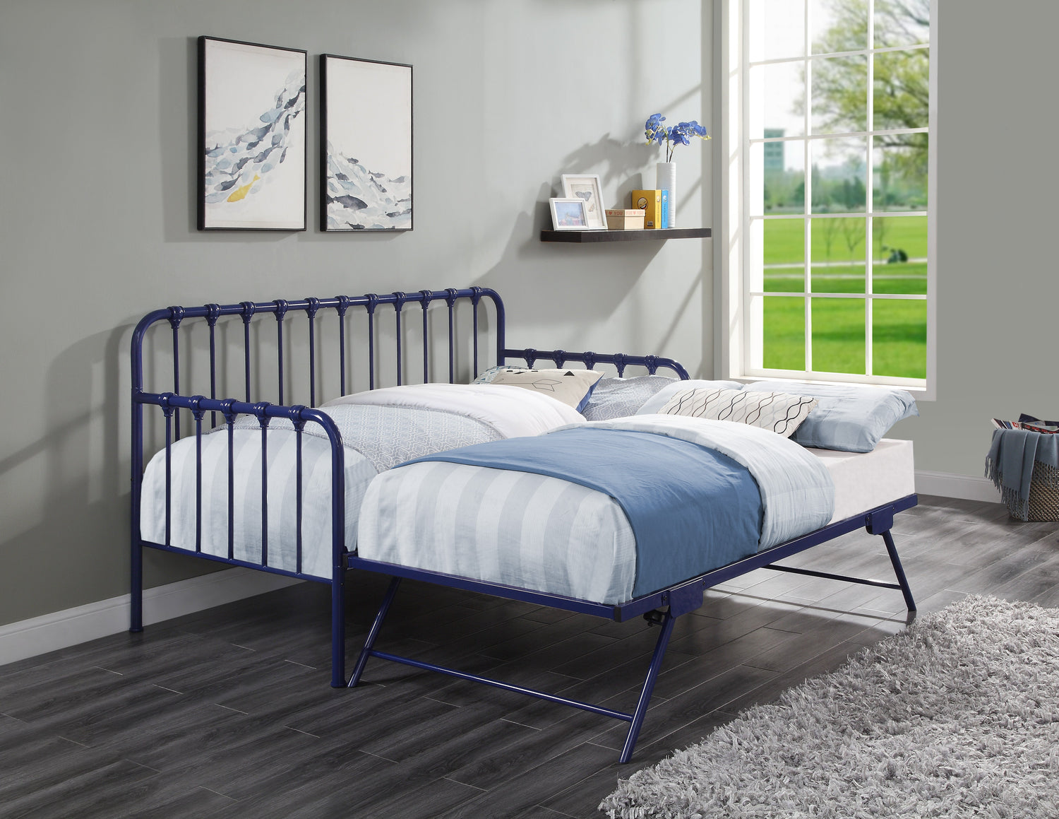 Constance Navy Blue Daybed With Lift-Up Trundle - 4983BU-NT - Bien Home Furniture &amp; Electronics