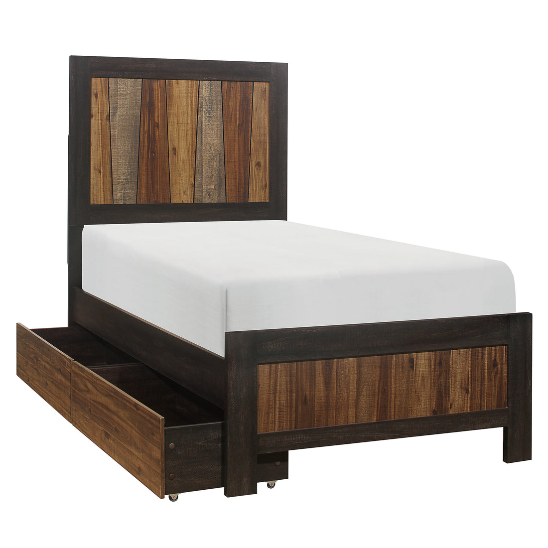 Cooper Wire Brushed Twin Storage Panel Bed - SET | 2059T-1 | 2059T-3 | 2059-T - Bien Home Furniture &amp; Electronics