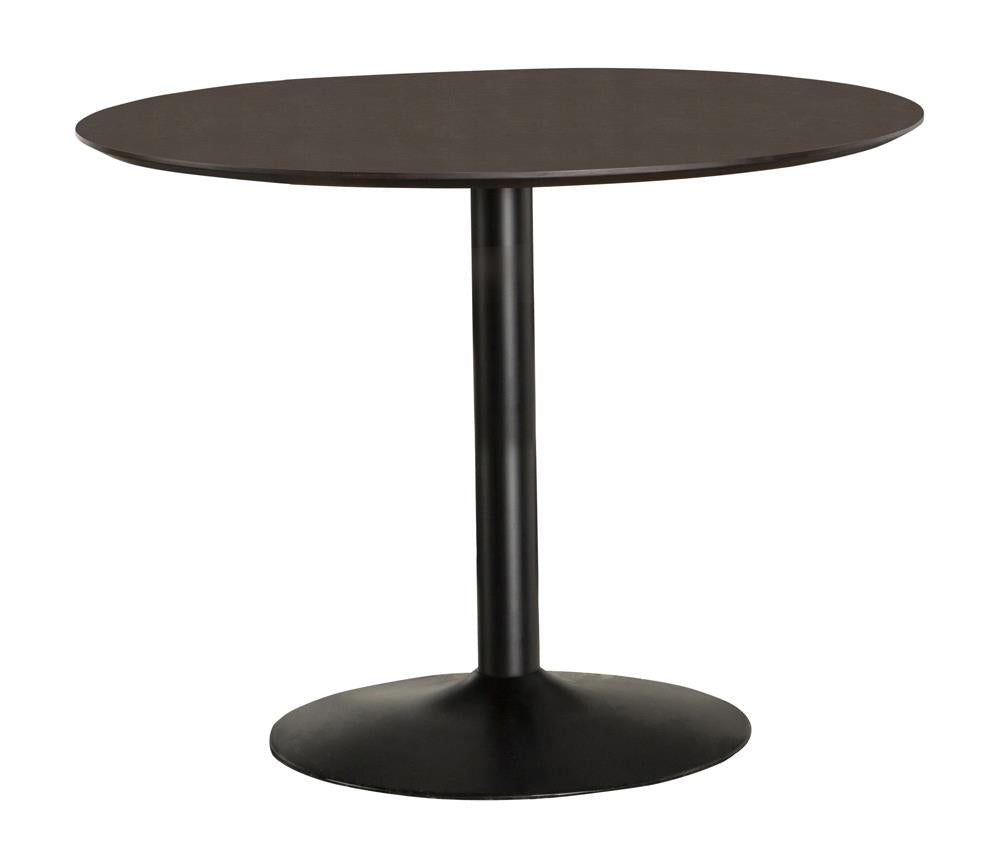 Cora Walnut/Black Round Dining Table 110280 Bien Home Furniture