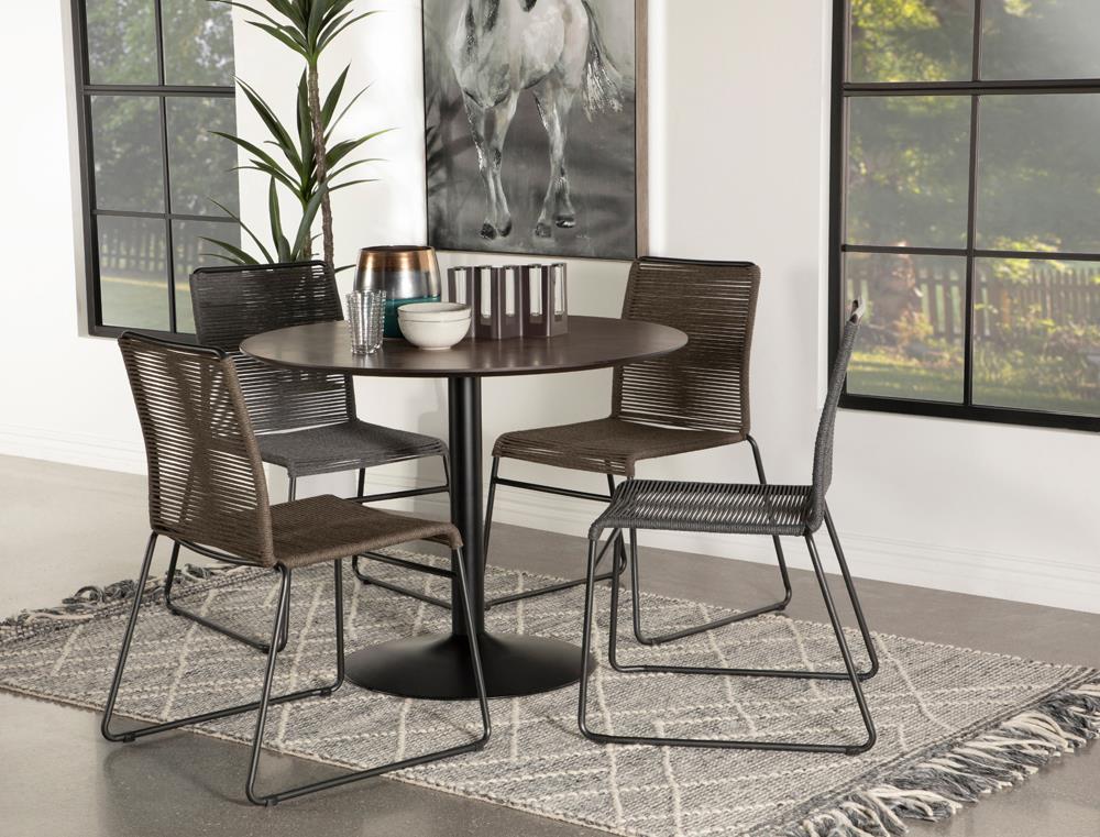 Cora Walnut/Black Round Dining Table - 110280 - Bien Home Furniture &amp; Electronics