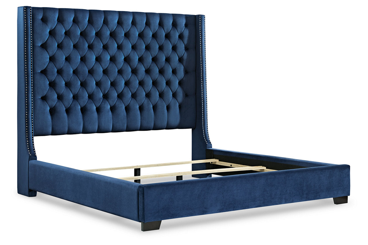 Coralayne Blue King Upholstered Bed - SET | B650-176 | B650-178 - Bien Home Furniture &amp; Electronics
