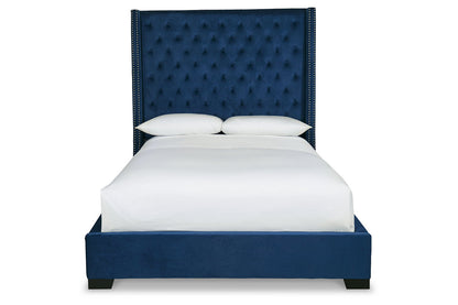 Coralayne Blue Queen Upholstered Bed - SET | B650-174 | B650-177 - Bien Home Furniture &amp; Electronics