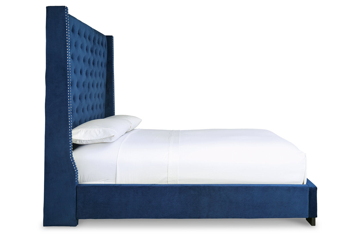 Coralayne Blue Queen Upholstered Bed - SET | B650-174 | B650-177 - Bien Home Furniture &amp; Electronics