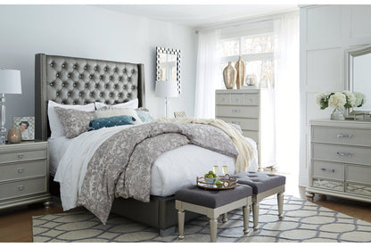 Coralayne Gray King Upholstered Bed - SET | B650-76 | B650-78 - Bien Home Furniture &amp; Electronics