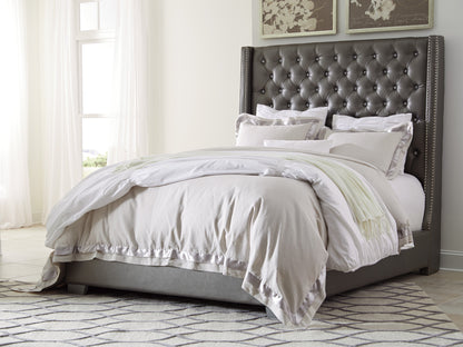 Coralayne Gray/Silver Upholstered Bedroom Set - SET | B650-74 | B650-77 | B650-93 | B650-46 - Bien Home Furniture &amp; Electronics