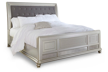 Coralayne Silver King Sleigh Bed - SET | B650-56 | B650-58 | B650-97 - Bien Home Furniture &amp; Electronics