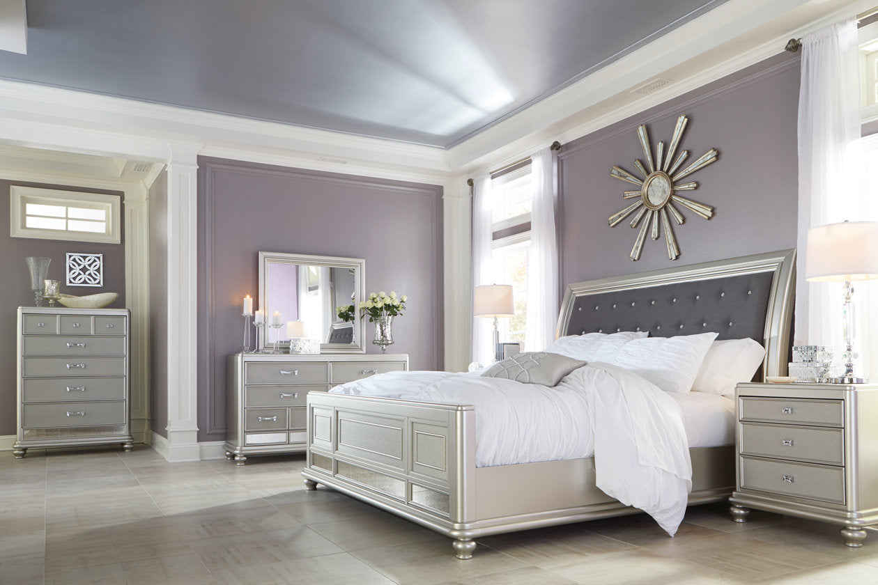 Coralayne Silver Queen Sleigh Bed - SET | B650-54 | B650-57 | B650-96 - Bien Home Furniture &amp; Electronics