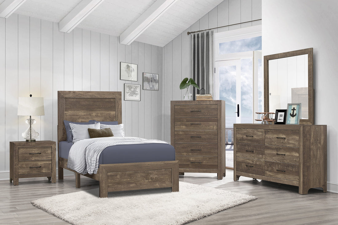 Corbin Brown Twin Panel Bed - 1534T-1 - Bien Home Furniture &amp; Electronics