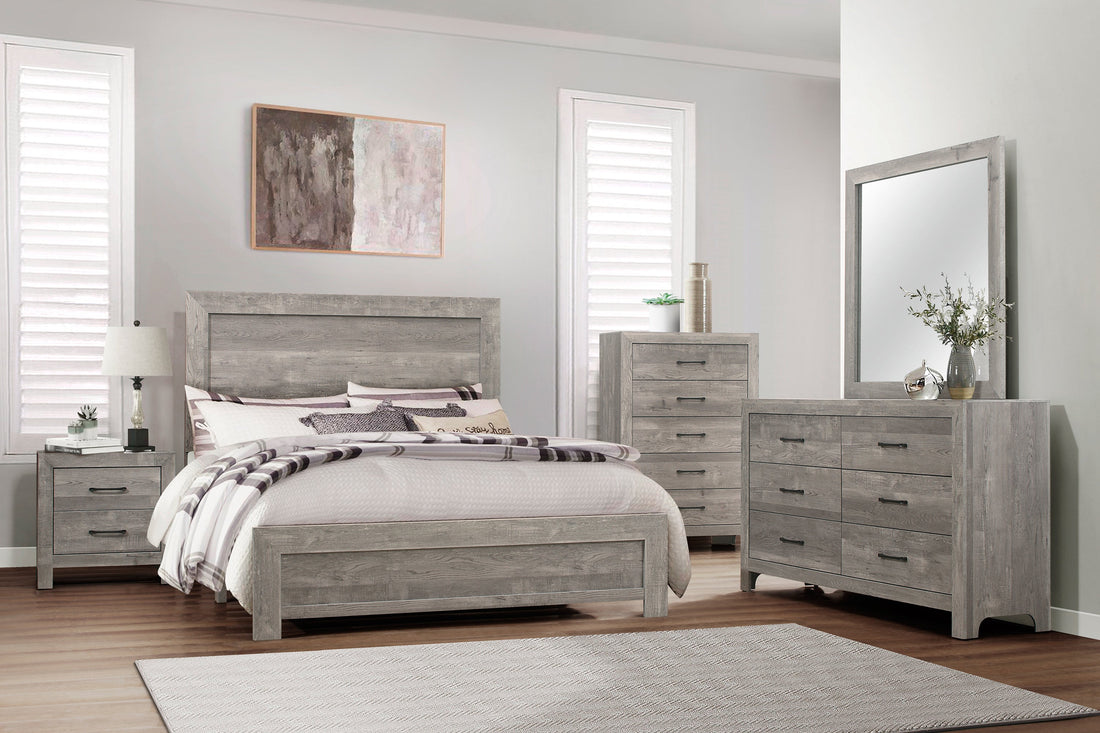 Corbin Gray Panel Bedroom Set - SET | 1534GYK-1EK | 1534GY-5 | 1534GY-6 | 1534GY-4 | 1534GY-9 - Bien Home Furniture &amp; Electronics