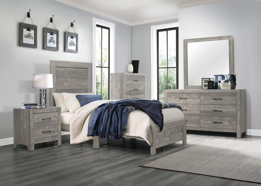 Corbin Gray Twin Panel Bed - 1534GYT-1 - Bien Home Furniture &amp; Electronics