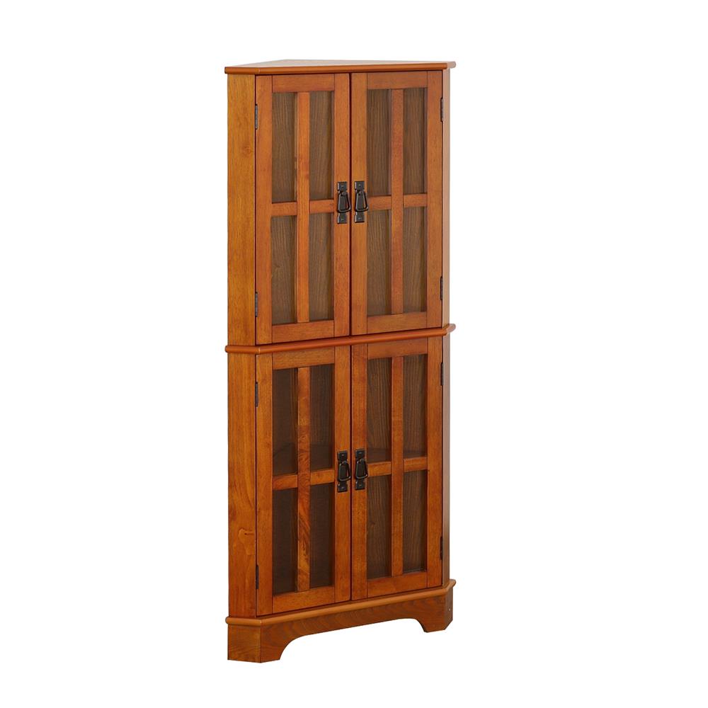 Coreosis Golden Brown 4-Shelf Corner Curio Cabinet - 950185 - Bien Home Furniture &amp; Electronics