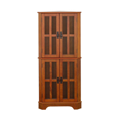 Coreosis Golden Brown 4-Shelf Corner Curio Cabinet - 950185 - Bien Home Furniture &amp; Electronics