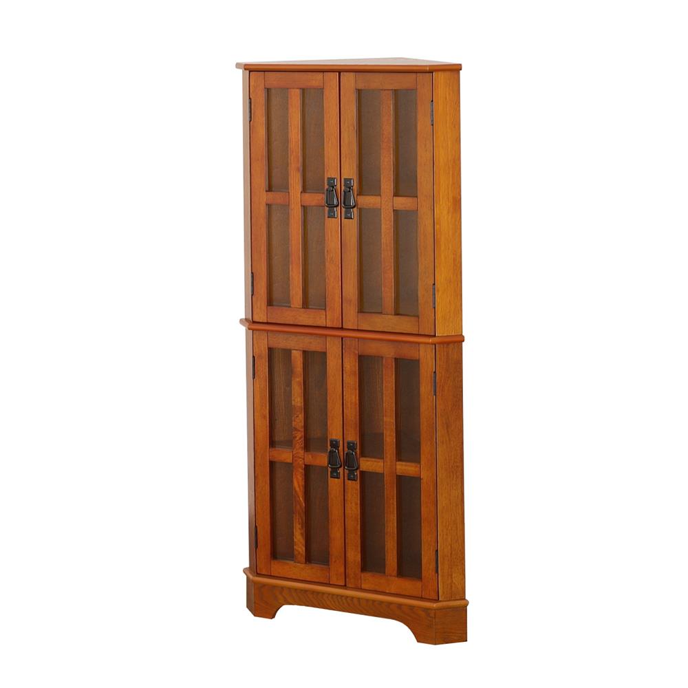 Coreosis Golden Brown 4-Shelf Corner Curio Cabinet - 950185 - Bien Home Furniture &amp; Electronics