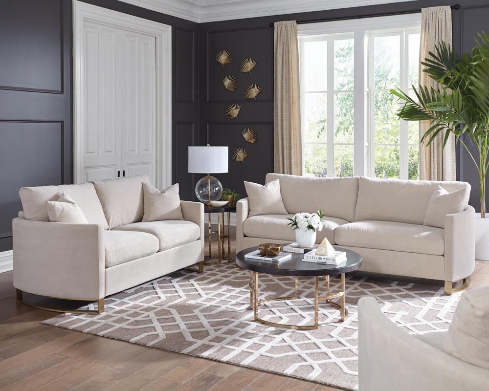 Corliss Upholstered Arched Arms Sofa Beige - 508821 - Bien Home Furniture &amp; Electronics