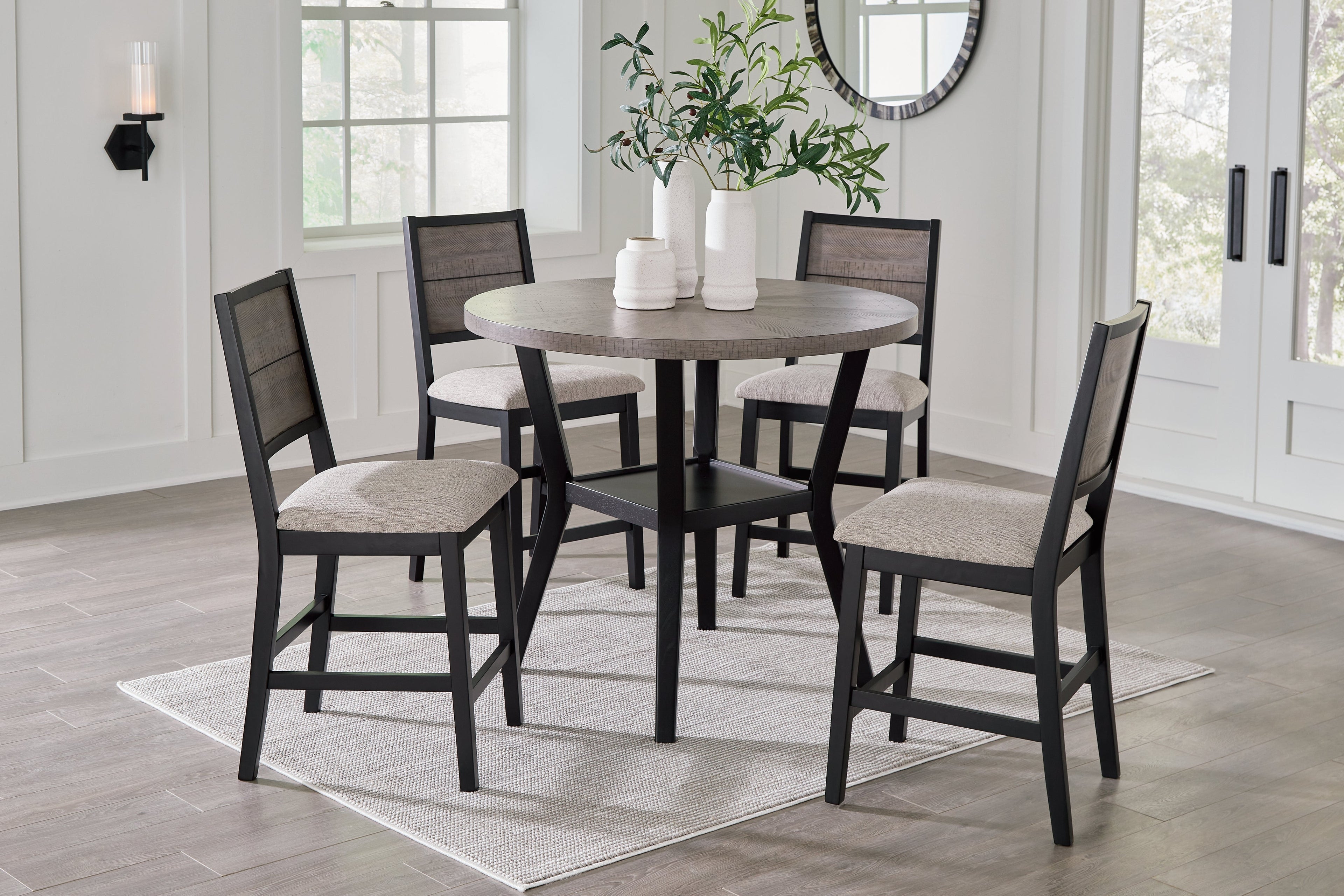 Corloda Black/Gray Counter Height Dining Table and 4 Barstools (Set of 5) - D426-223 - Bien Home Furniture &amp; Electronics