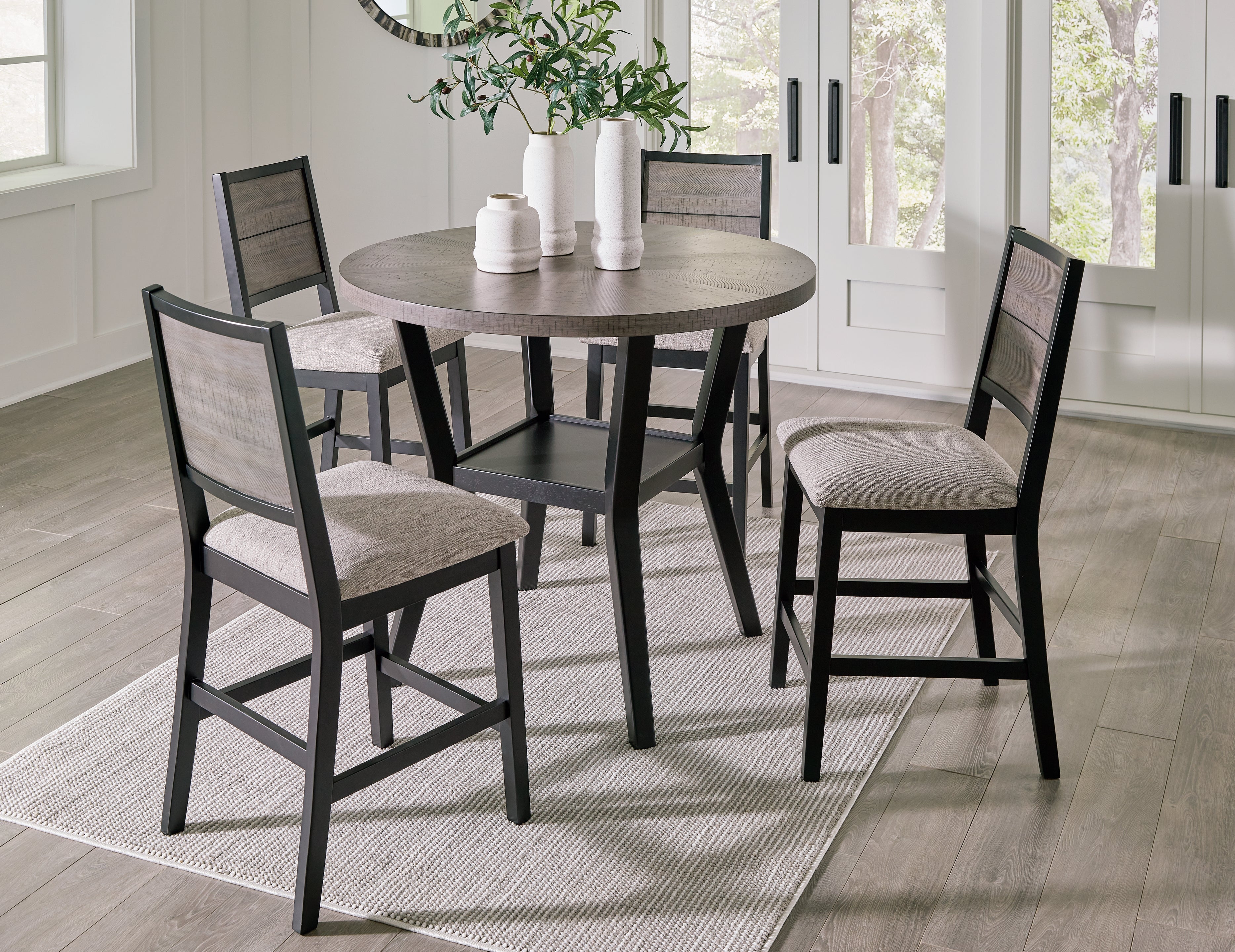 Corloda Black/Gray Counter Height Dining Table and 4 Barstools (Set of 5) - D426-223 - Bien Home Furniture &amp; Electronics