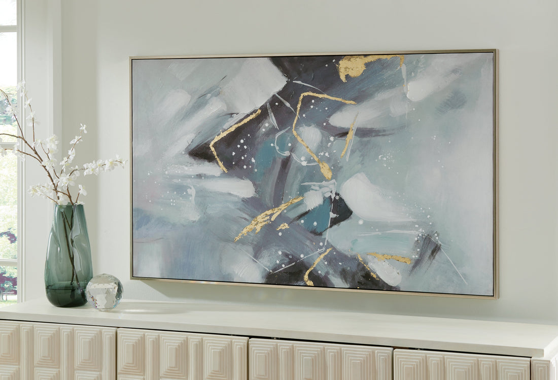 Cormette Blue/White/Gold Finish Wall Art - A8000388 - Bien Home Furniture &amp; Electronics
