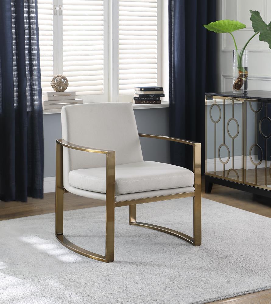 Cory Cream/Bronze Concave Metal Arm Accent Chair - 903048 - Bien Home Furniture &amp; Electronics