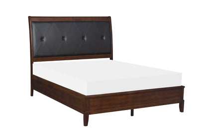 Cotterill Cherry Queen Upholstered Panel Bed - SET | 1730-1 | 1730-2 | 1730-3 - Bien Home Furniture &amp; Electronics