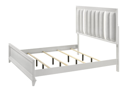 Cressida White King Upholstered LED Panel Bed - SET | B7300-K-HB | B7300-K-FB | B7300-KQ-RAIL | - Bien Home Furniture &amp; Electronics
