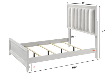 Cressida White Queen Upholstered LED Panel Bed - SET | B7300-Q-HB | B7300-Q-FB | B7300-KQ-RAIL | - Bien Home Furniture &amp; Electronics