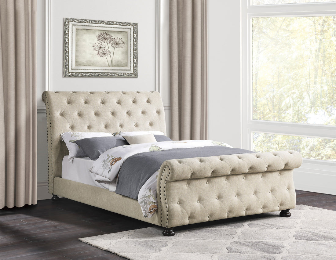 Crofton Beige Upholstered Full Bed - 1549BEF-1* - Bien Home Furniture &amp; Electronics