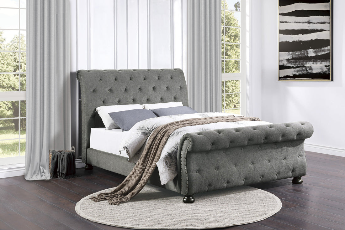Crofton Gray Upholstered Full Bed - 1549GYF-1* - Bien Home Furniture &amp; Electronics