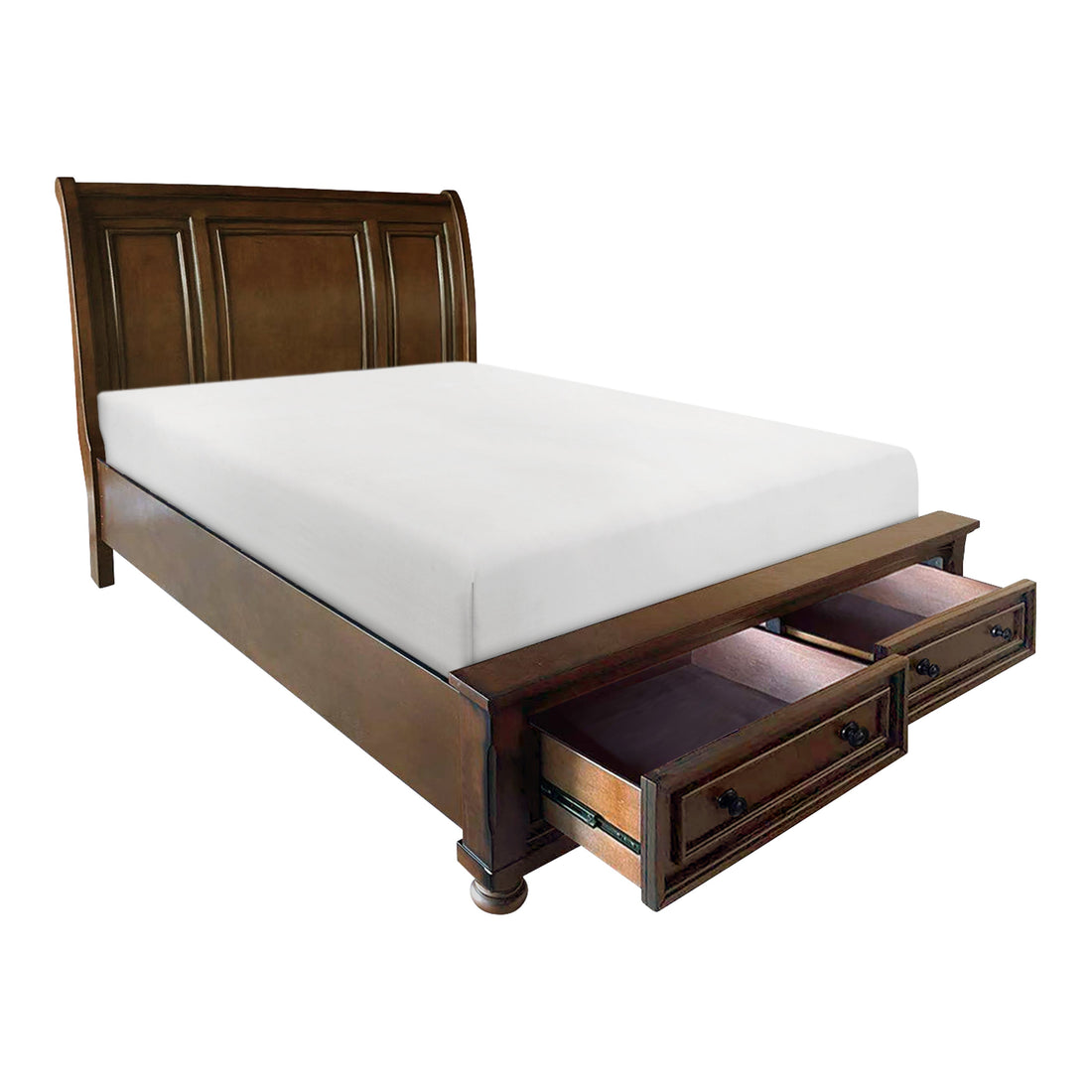 Cumberland Brown Cherry Sleigh Storage Platform Bedroom Set - SET | 2159-1 | 2159-2NF | 2159-3 | 2159-5 | 2159-6 - Bien Home Furniture &amp; Electronics