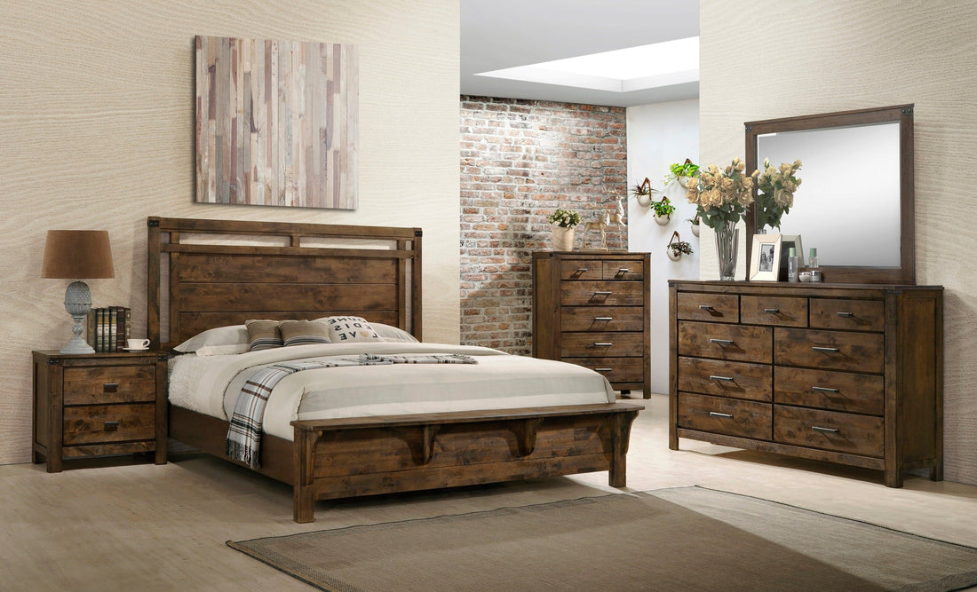 Curtis Brown Panel Bedroom Set - SET | B4810-K-HB | B4810-K-FB | B4810-KQ-RAIL | B4800-1 | B4800-11 | B4800-2 | B4800-4 - Bien Home Furniture &amp; Electronics