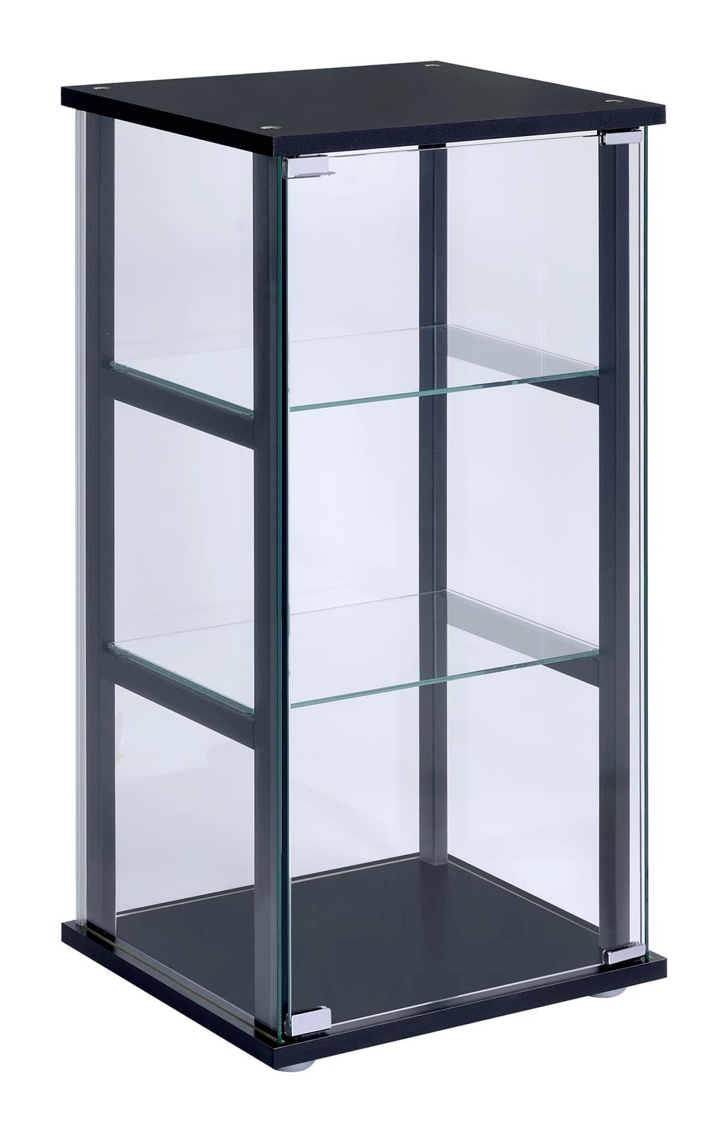 Cyclamen Black/Clear 3-Shelf Glass Curio Cabinet - 950179 - Bien Home Furniture &amp; Electronics