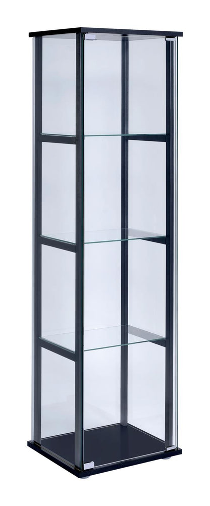 Cyclamen Black/Clear 4-Shelf Glass Curio Cabinet - 950171 - Bien Home Furniture &amp; Electronics