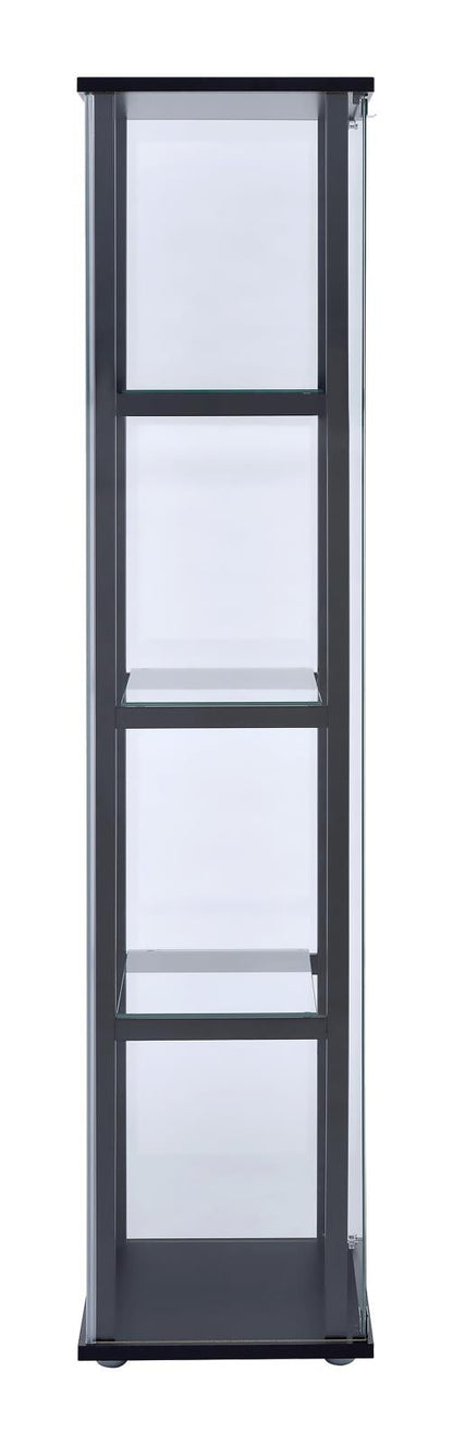 Cyclamen Black/Clear 4-Shelf Glass Curio Cabinet - 950171 - Bien Home Furniture &amp; Electronics