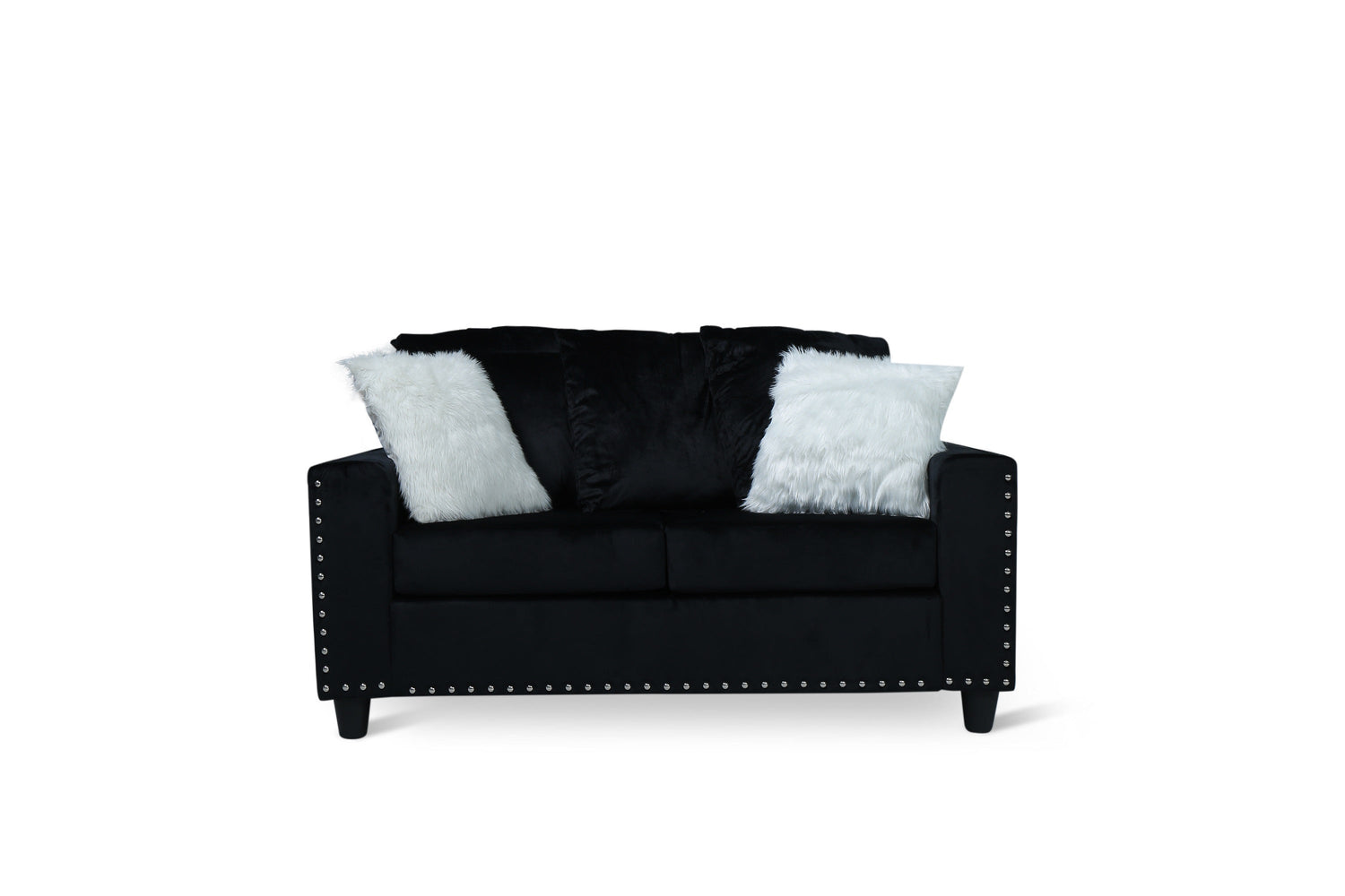 Cyndia Black Velvet Loveseat - SH3189BLK-2 - Bien Home Furniture &amp; Electronics