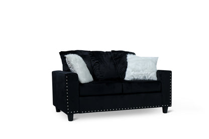 Cyndia Black Velvet Loveseat - SH3189BLK-2 - Bien Home Furniture &amp; Electronics