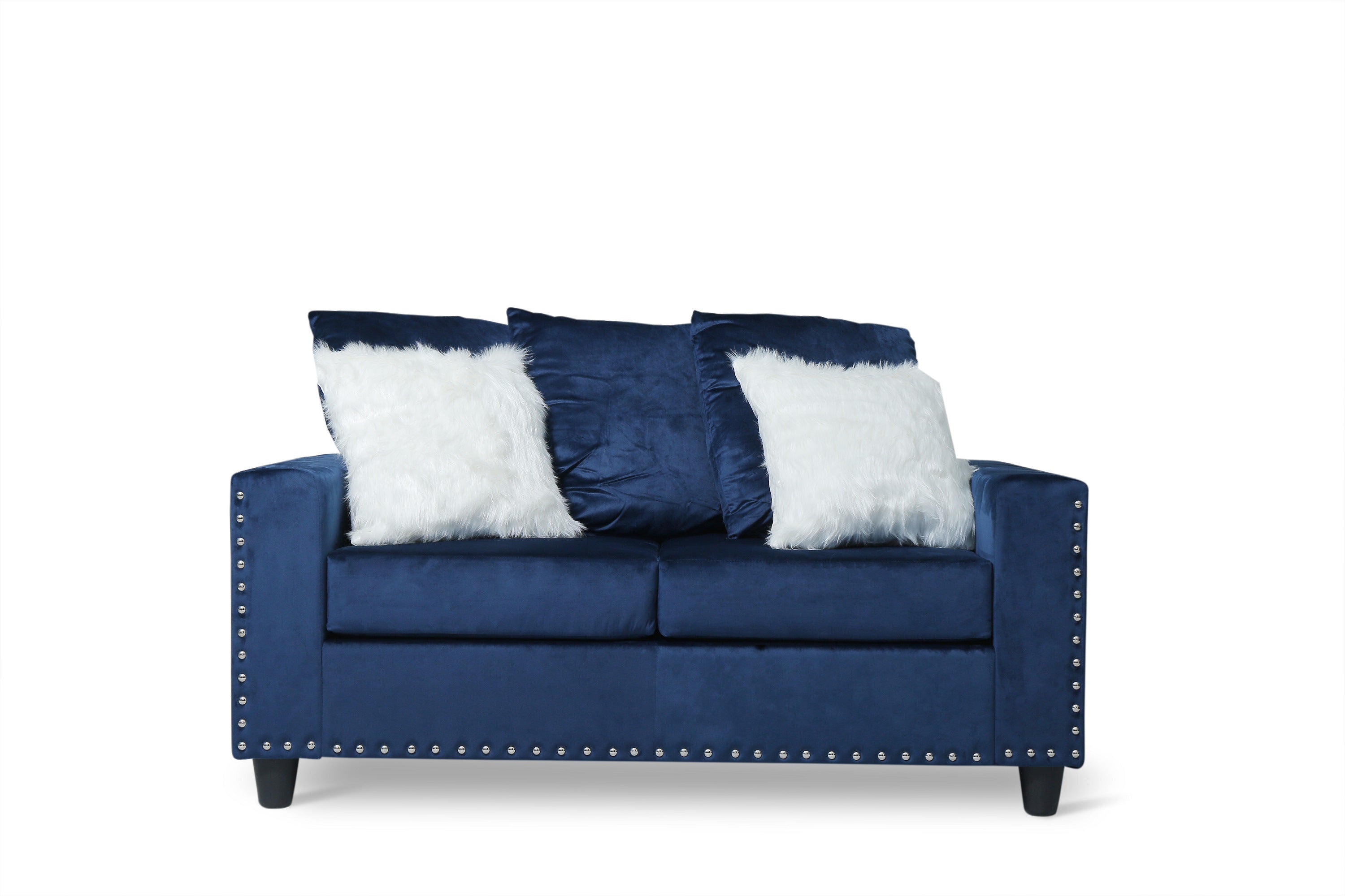 Cyndia Blue Velvet Sofa - SH3189BLU-2 - Bien Home Furniture &amp; Electronics