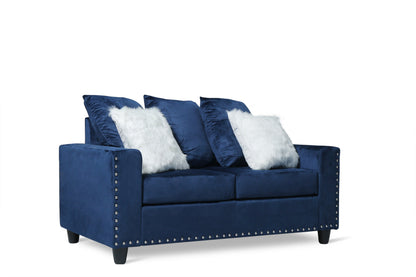 Cyndia Blue Velvet Sofa - SH3189BLU-2 - Bien Home Furniture &amp; Electronics