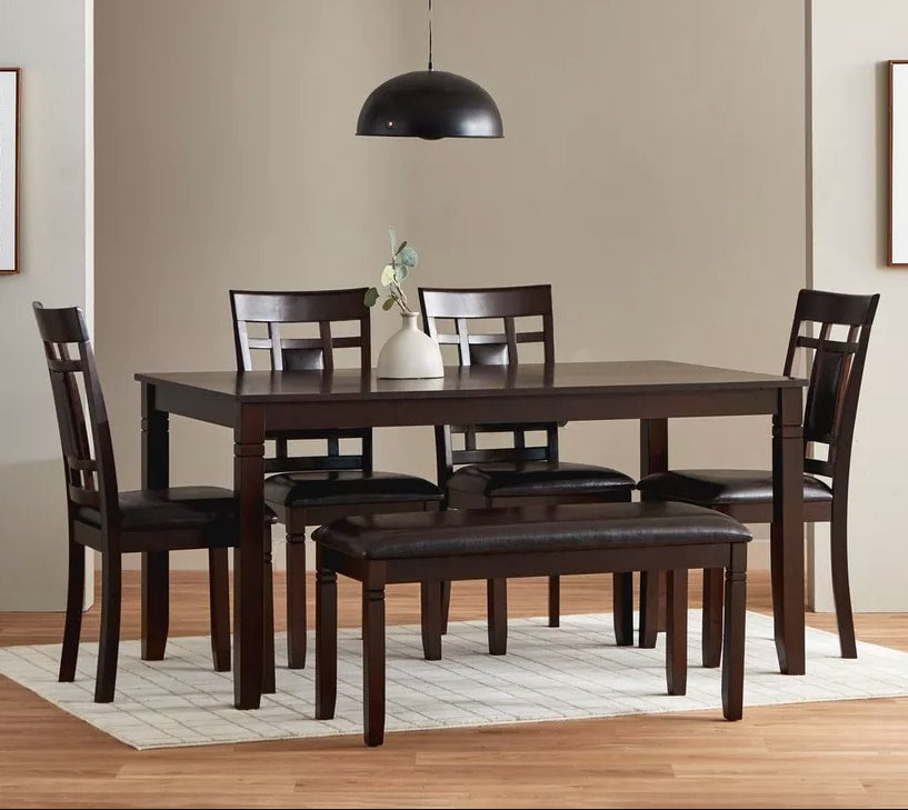D1015 - Dining Table + 4 Chair + Bench Set - D1015 - Bien Home Furniture &amp; Electronics