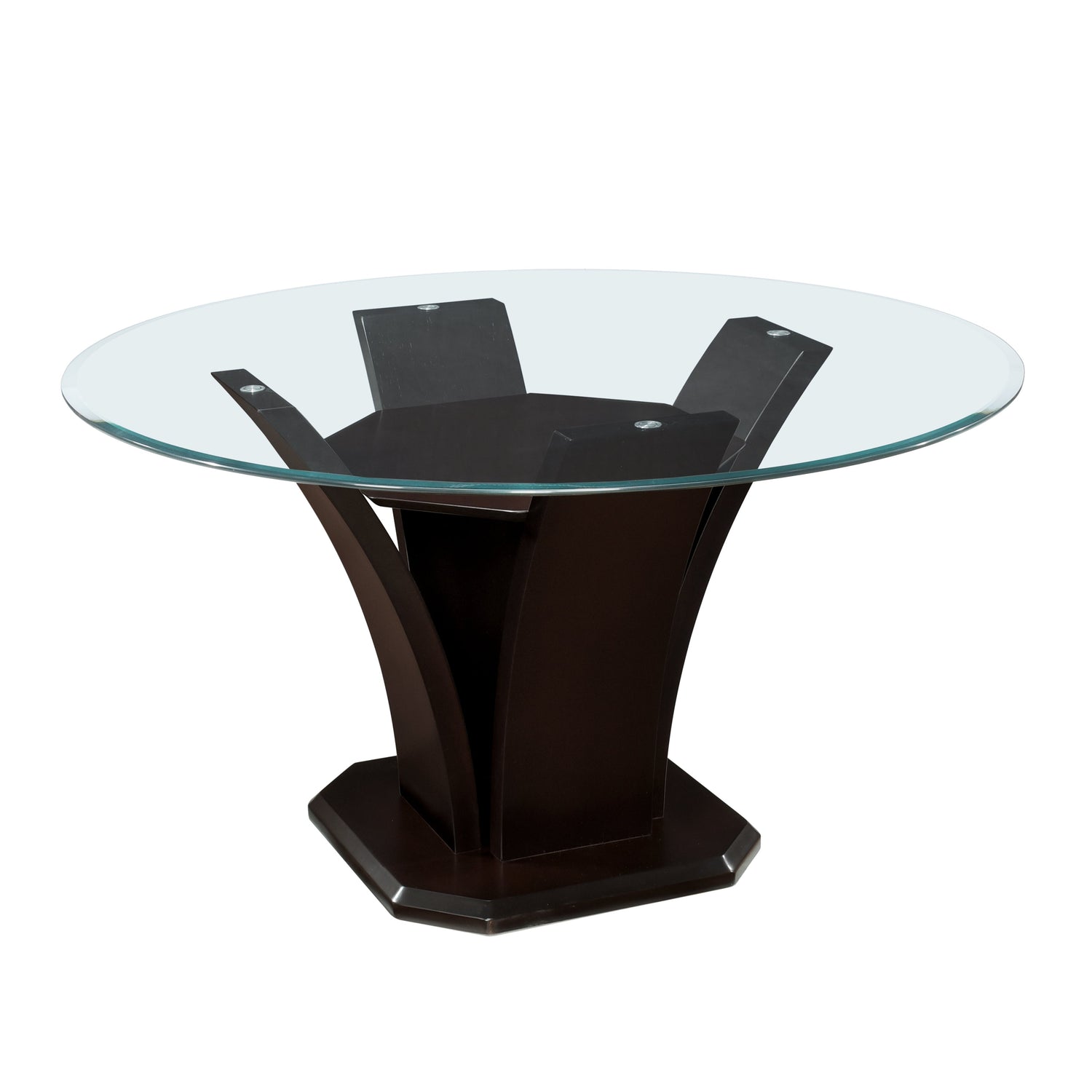 Daisy Dark Brown 54" Round Dining Table, Glass Top - 710-54* - Bien Home Furniture &amp; Electronics
