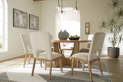 Dakmore Linen/Brown Round Dining Set - SET | D783-50 | D783-01(2) - Bien Home Furniture &amp; Electronics