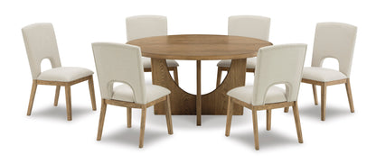 Dakmore Linen/Brown Round Dining Set - SET | D783-50 | D783-01(2) - Bien Home Furniture &amp; Electronics