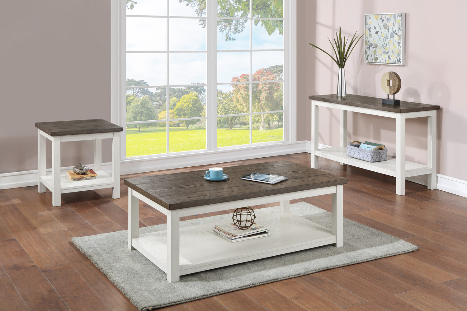 Dakota Chalk White Coffee Table with Casters - 3713CG-01 - Bien Home Furniture &amp; Electronics