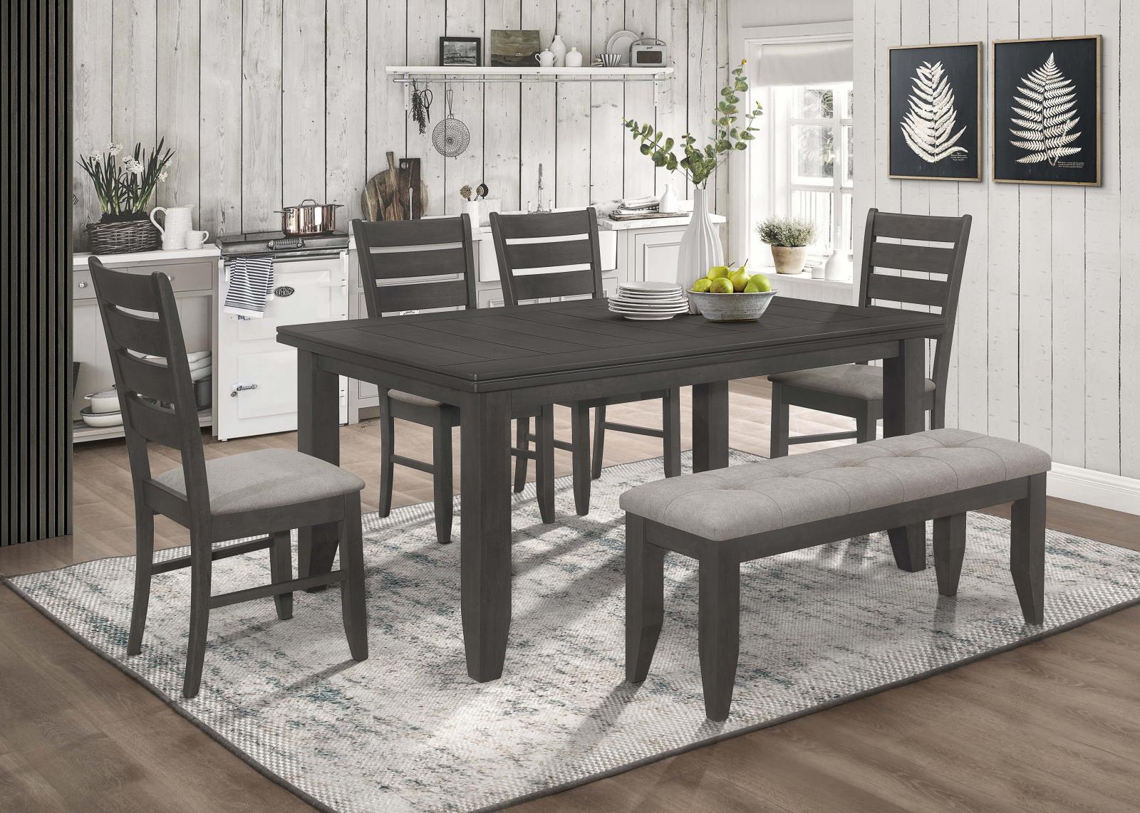 Dalila 6-Piece Rectangular Dining Set Gray/Dark Gray - 102721GRY-S6 - Bien Home Furniture &amp; Electronics
