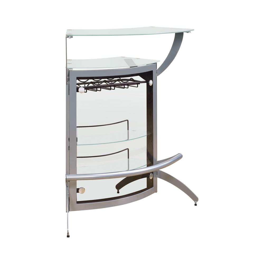 Dallas Silver/Frosted Glass 2-Shelf Bar Unit - 100135 - Bien Home Furniture &amp; Electronics