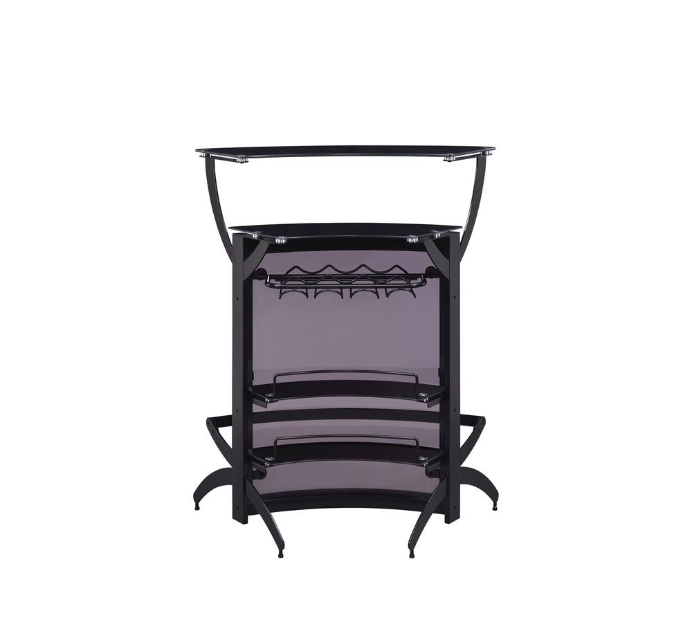 Dallas Smoked/Black 3-Bottle Wine Rack Bar Unit - 182135 - Bien Home Furniture &amp; Electronics