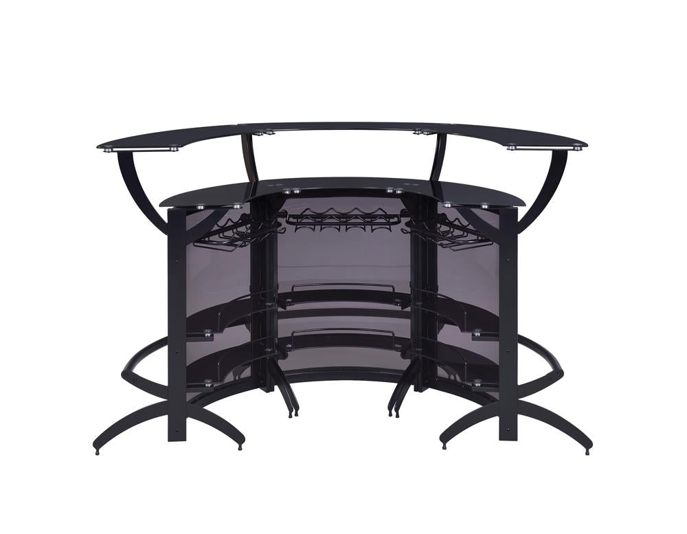 Dallas Smoked/Black 3-Bottle Wine Rack Bar Unit - 182135 - Bien Home Furniture &amp; Electronics