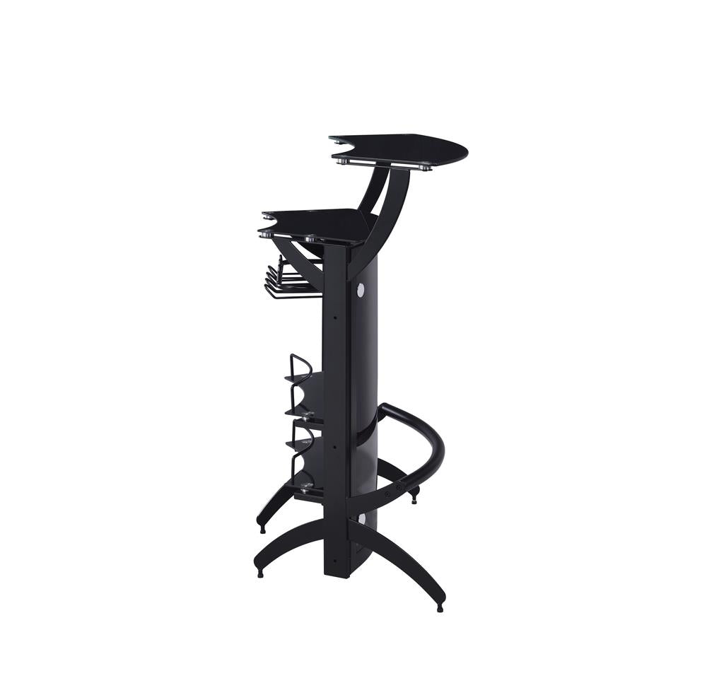 Dallas Smoked/Black 3-Bottle Wine Rack Bar Unit - 182135 - Bien Home Furniture &amp; Electronics